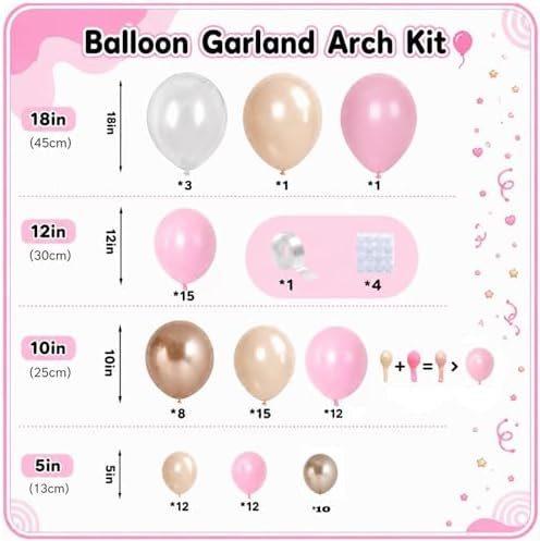 Dusty Pink Balloon Garland Arch Kit Double Stuffed Pearl White Gold