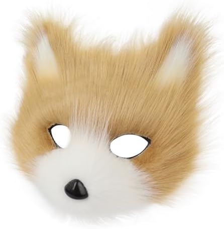 Adolala Faux Fur Fox Tail Cat Wolf Set Plush Mask Fluffy Paw Gloves Halloween Christmas Party for Women