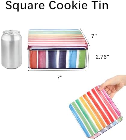 Yopay 3 Pack Metal Cookie Tin with Lid, Square Baking Cake Gift Tins for Patisseries, 7" x 7" x 2.76" Candy Brownies Snacks Chocolate Storage Container for Christmas Easter Thanks Giving Holiday