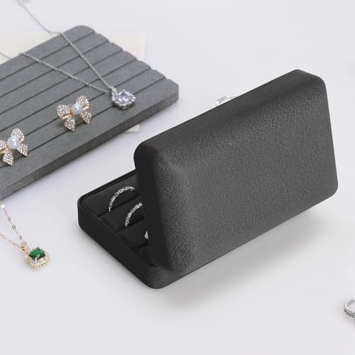KUKUVR Velet Jewelry Ring Storage Box for Multiple Rings (Black)