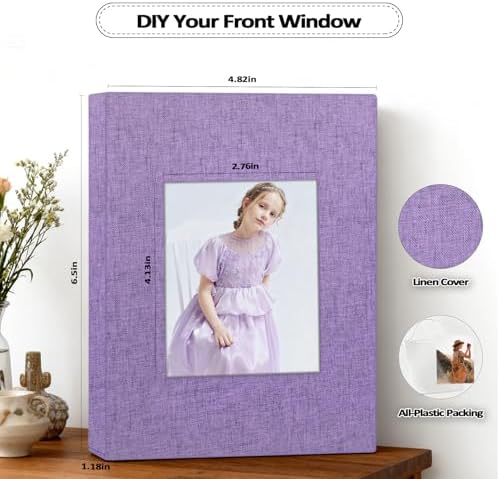 Popotop 2 Pack Photo Album 4x6 Pictures, Small Linen Slip-in Photo Albums Book for 80 Photos with 40 Pockets, Birthday Gifts for Women Mom Family Baby