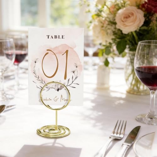 Table Number Holders, 24PCS Mini Place Card Holders-Gold