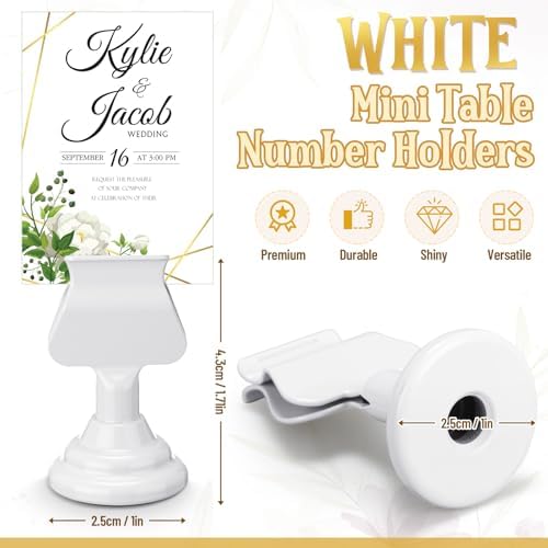 Kathfly 36 Pcs Table Number Holders Metal Place Card Clip,White