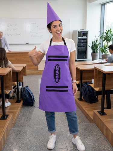 Teenyyou Crayon Costume with Apron and Cone Hat Adult