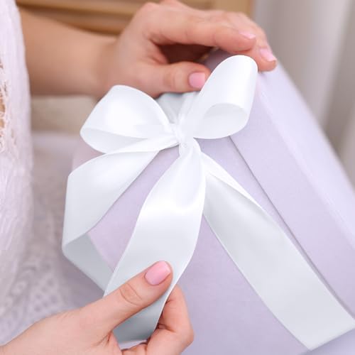 1 1/2 in 30 Yards Polyester White Ribbons for Gift Wrapping Wedding Decor