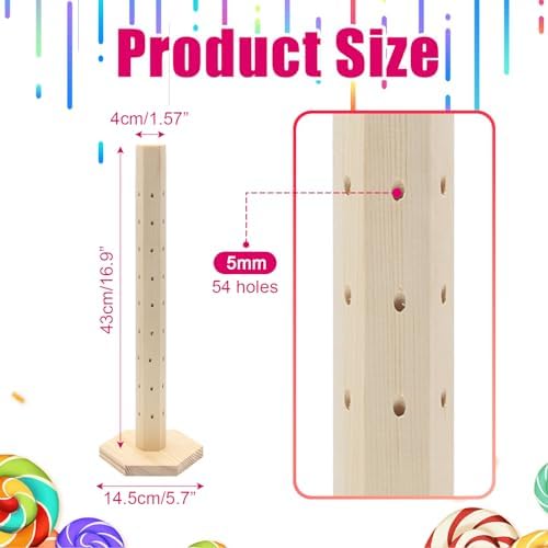 48 Hole Wooden Cake Pop Stand, Lollipop Holder for Wedding, Birthday Party