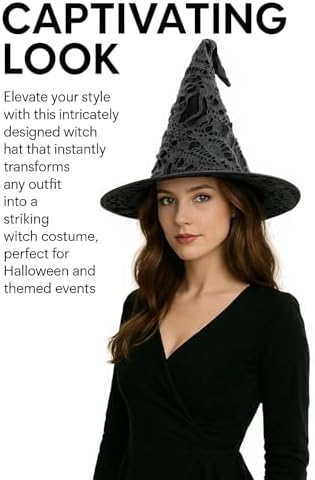 Witch Hat,Halloween hat,wizard hat, Witch Costume – Spooky Vintage Halloween Accessory for Cosplay & Costume Parties