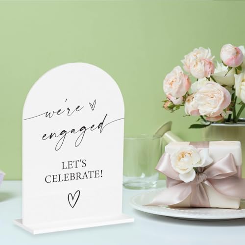 Engaged Sign Engagement Signs We're Engaged for Event Party Ceremony Reception Table Desk Acrylic Decor 5"x7"