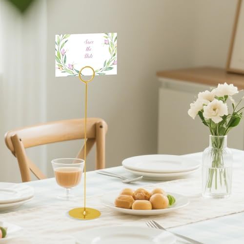 ERYTLLY 24 Pack 12 Inch Steel Place Card & Table Number Holders, Gold