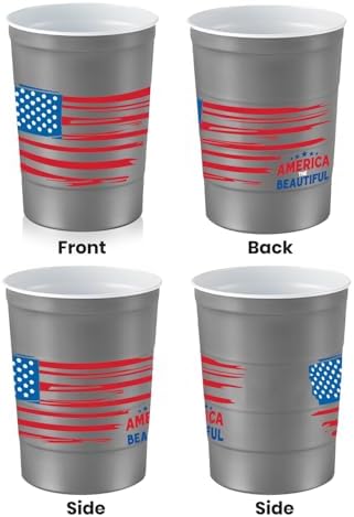 Steel Chill Cups 16 oz. Reusable Party Cups America the Beautiful, 12 Count