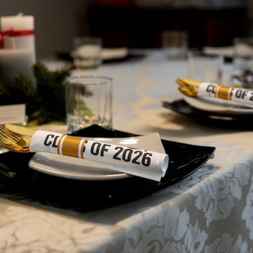 Gueevin 50 Set Graduation Plastic Silverware Set Graduation Party Supplies