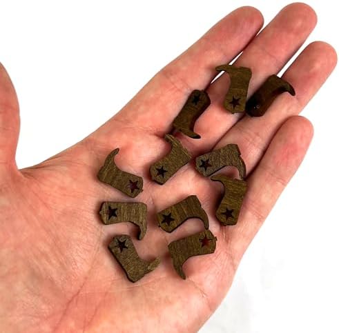 FashionJunkie4Life Laser Cut Cowboy Boot Confetti | Dark Walnut Color Wood Table Scatter with Star Cutout | Western Rustic Party Craft Decor