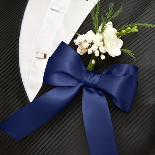 30 Yards 1 1/2 in Navy Blue Ribbon for Gift Wrapping Graduate Birthday