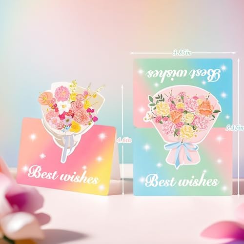 12 Pack Greeting Cards, Floral Bouquet Rainbow Gradient Design, Best Wishes for Birthday, Graduation, Mother's Day, Father's Day, Women's Day, Teachers' Day, New Year, Christmas, Thanksgiving Day, Valentine's Day, Wedding