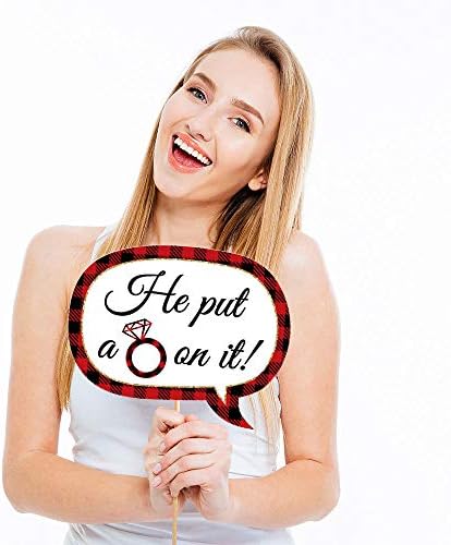 Flannel Bridal Shower Photo Booth Prop Kit, DIY Cardstock Props - 20pc