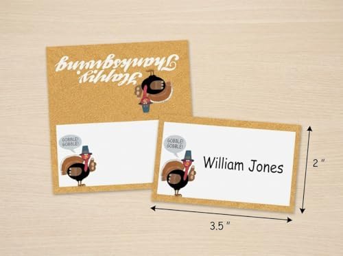 Stonehouse Collection Turkey Guest Thanksgiving Place Cards, 25-Count