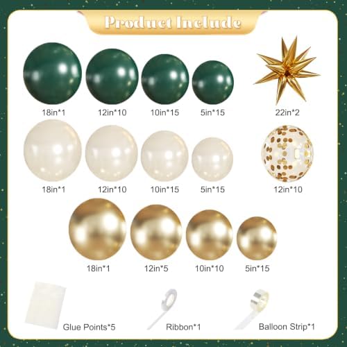 Emerald Green Gold Balloons Arch Kit for Wedding Birthday Party Decor