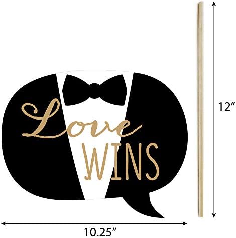 Mr. and Mr. - Gold - Gay Wedding Photo Booth Prop Kit, DIY Props - 20pc