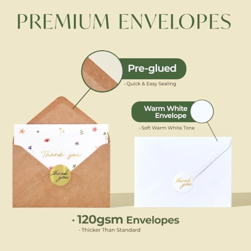 Thank You Cards with Envelopes Bulk 20 Pack 4x6 Blank