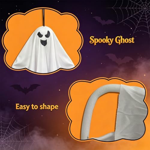 Anditoy 3 Pack 27.5" Halloween Hanging Ghosts Decorations Spooky Cute Flying Ghost for Indoor Outdoor Lawn Garden Yard Haunted House Halloween Decor Party Supplies