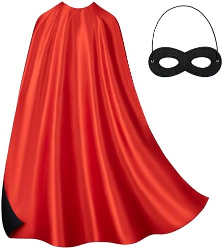 Adult Superhero Cape & Mask Set - Double-Sided Super Hero Capes and Masks for Men Women Dress-Up Parties