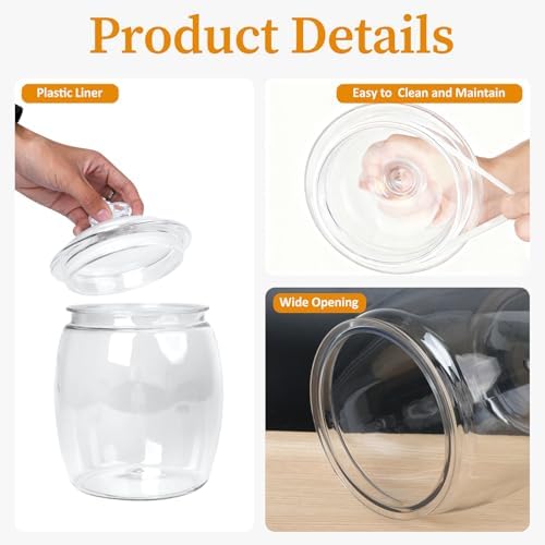 2 Pack 128 oz Candy & Cookie Jar Plastic Jars with Lids, Airtight Candy Jar Unbreakable, Decorative Kitchen Storage Jar, Clear Food Storage Canister for Pet Food