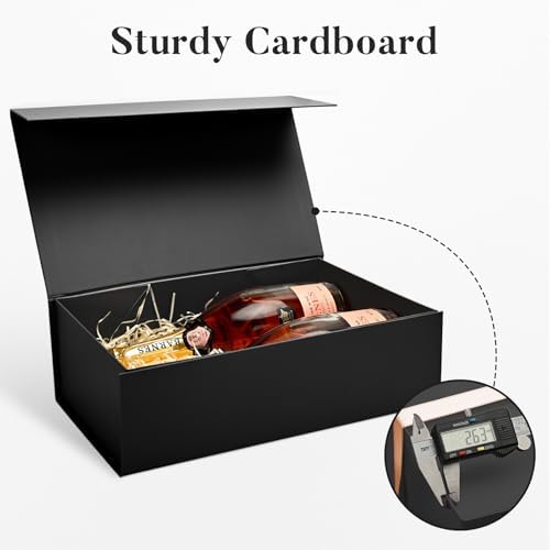 LIFELUM Black Magnetic Gift Box for Birthday Presents, 14"x8.5"x4.5"