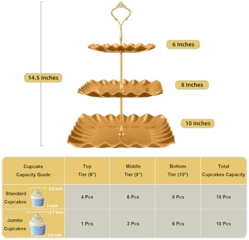 DAFURIET Plastic Dessert Cupcake Stand, 3 Tier Cup Cake Tower