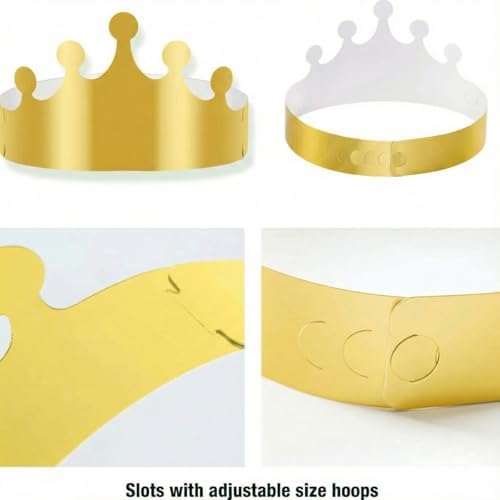 46 Pcs Paper Crowns DIY Party Hats Gold Decorative Crown Supplies with Jewels Gems Stickers for Birthday Party Celebrations