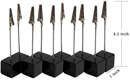 10pcs Table Number Holder Name Place Card Holder Memo Clip Holder Stand Note Holder Pictures Card Paper Menu Clip (Black)