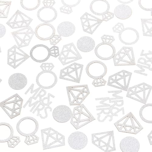 Sumind 220Pcs Silver Wedding Table Confetti Mr Mrs Diamond Ring decor