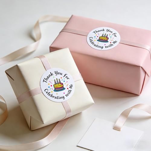 120 x Thank You for Celebrating with Me Birthday Stickers, Birthday Party Favor Tags for Gifts Packing, Round Birthday Envelope Seals, Party Favor Labels