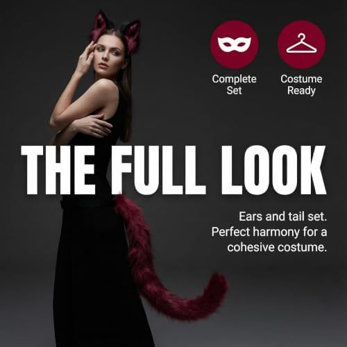 CHOICEONE Cat Fox wolf Ears and Tail Set with Paws Gloves Faux Fur Animal Cosplay Costume Accessories for Halloween Party