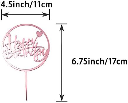 6-Pack Rose Gold Birthday Cake Topper Set, Double-Sided Glitter, Acrylic Happy Birthday Sign Cake Toppers/Cupcake Toppers, Party Decorations Supplies for Girls and Mom.