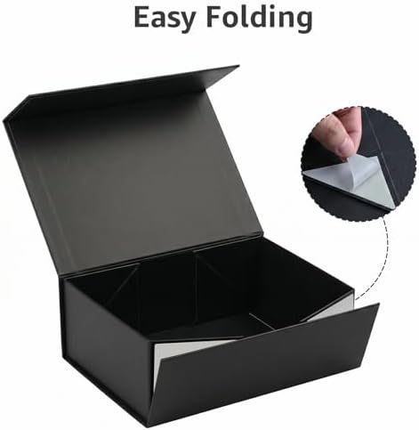 LIFELUM Black Gift Box for Birthday with Magnetic Lid, 9.5"x7"x3.5"