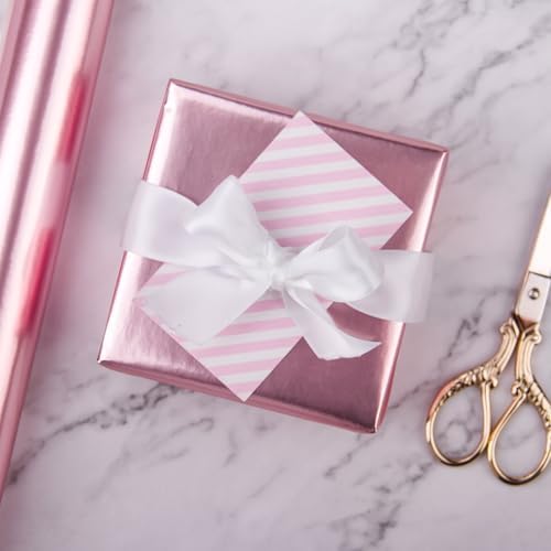 WRAPAHOLIC Pink Wrapping Paper - 12 Sheets Rose Gold and Pink Design Folded Flat for Wedding, Bridal Shower, Girls Birthday - 19.7 Inch x 30 Inch Per Sheet