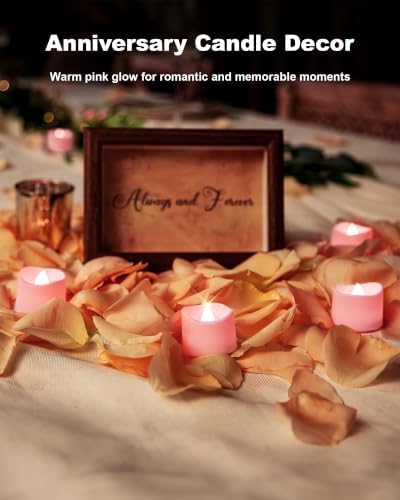 Homemory 50-Pack Pink Flameless Battery Tea Light Candles, 200+ Hours