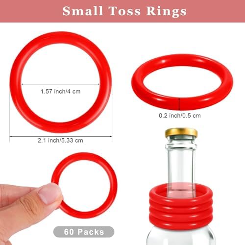 Aodaer 60 Pack Ring Toss Rings Plastic Carnival Rings for Carnival Party Favors Bottles Sport Ring Toss Game Fun Target Toys