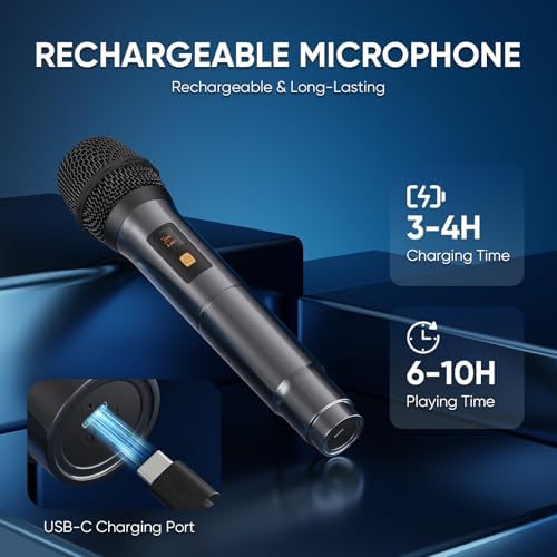 CYY Karaoke Machine, 3 Wireless Microphones, Bluetooth Speaker with Lights