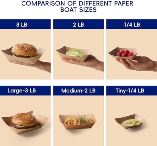 JOLLY CHEF 2lb Paper Food Tray 1000 Pack Disposable Paper Boat Serving Boat