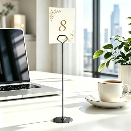 16 Pack 12 Inch Table Number Holders, Black Diamond Place Card Holders