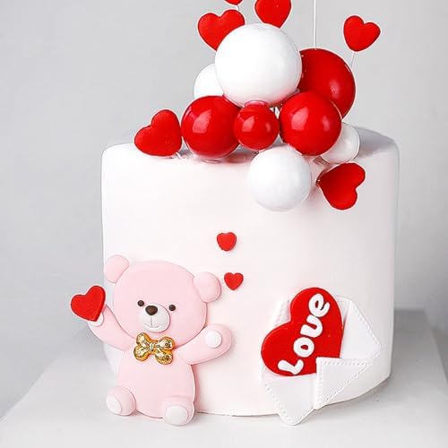 ASTARON 20 Pcs Foam Red Balls Cake Topper Decorations for Birthday Cake
