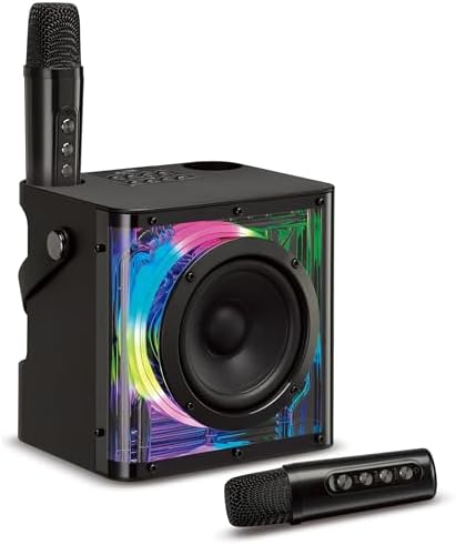 iLive Bluetooth Karaoke Machine with 2 Wireless Microphones & LED Lights