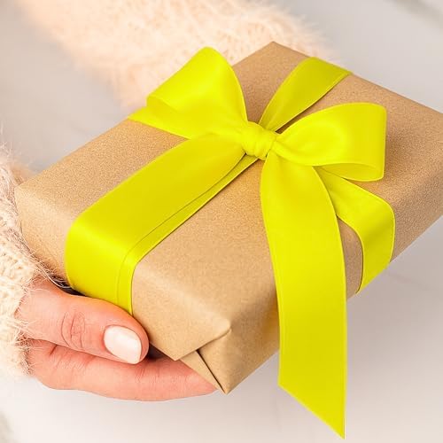 1 1/2 in 30 Yards Lemon Yellow Ribbon for Gift Wrapping Birthday Holiday
