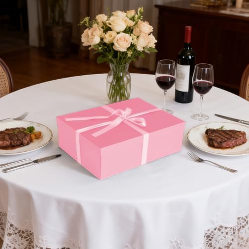 Gift Box, 16.5x13x5.5 inches Large Pink Gift Boxes with Lids for Presents