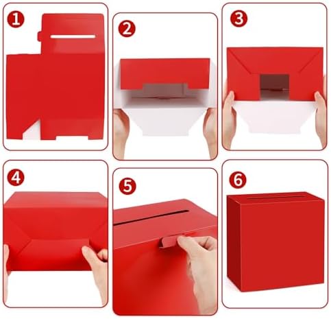 Red Gift Card Box Wedding Card Box for Wedding Reception Birthday Graduation Baby Shower Christmas New Year Party Decorations Money Boxes Holder 9"x5"x9"