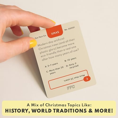 Christmas Trivia Cards: Holiday Fun Facts, Family Game Night Essential, 100 Funny & Witty Trivia Question Cards, Educational Activity for Kids & Adults