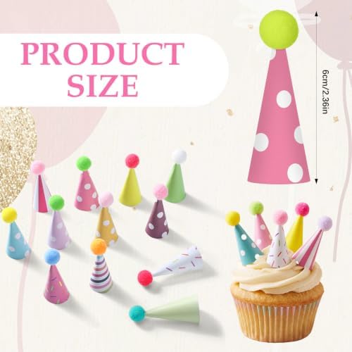 12 Pcs Mini Happy Birthday Hat Cupcake Toppers for Animal Figure