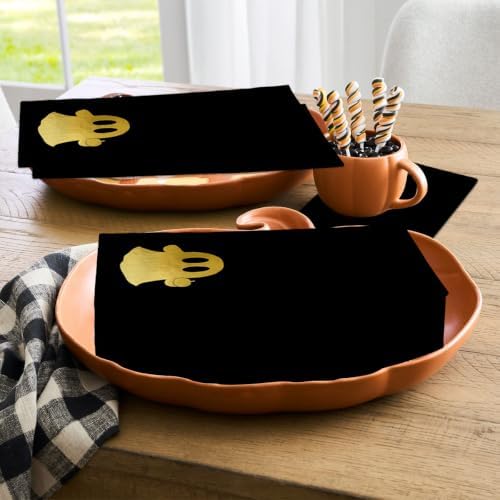 Horaldaily 100Pcs Halloween Paper Napkins, Gold Foil Pumpkin Ghost