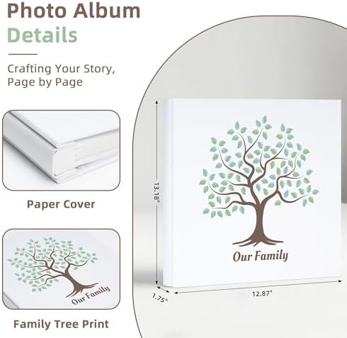 Family Tree 4x6 Photo Album, 600 Pocket Family Memory Book, Beige